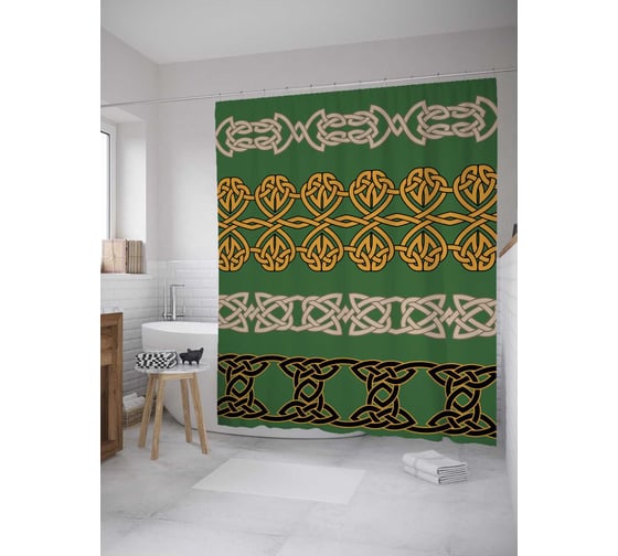 Штора (занавеска) для ванной JoyArty "Ручное покрывало" из сатена, 180х200 см с крючками, sc_35565 1