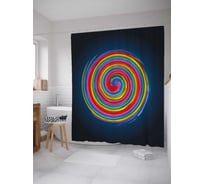 Штора (занавеска) для ванной JoyArty "Цветная спираль" из сатена, 180х200 см с крючками, sc_33105