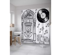 Штора (занавеска) для ванной JoyArty "Графический винил" из сатена, 180х200 см с крючками, sc_34588