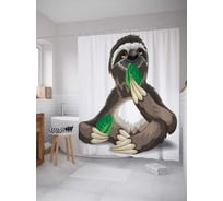 Штора (занавеска) для ванной JoyArty "Беззаботный" из сатена, 180х200 см с крючками, sc_37863