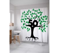 Штора (занавеска) для ванной JoyArty "Древо 50-летия" из сатена, 180х200 см с крючками, sc_33125