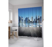 Штора (занавеска) для ванной JoyArty "С видом на мегаполис" из сатена, 180х200 см с крючками, sc_34856
