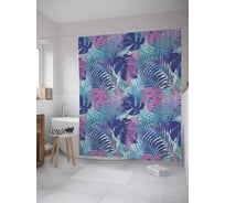 Штора (занавеска) для ванной JoyArty "Густые тропики" из сатена, 180х200 см с крючками, sc_36053