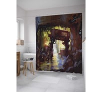 Штора (занавеска) для ванной JoyArty "Разрушенный завод" из сатена, 180х200 см с крючками, sc_36279