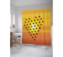 Штора (занавеска) для ванной JoyArty "Полет сердца" из сатена, 180х200 см с крючками, sc_3405