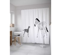 Штора (занавеска) для ванной JoyArty "Зебра и долматинец" из сатена, 180х200 см с крючками, sc_35975