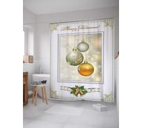 Штора (занавеска) для ванной JoyArty "Рождественская открытка винтаж" из сатена, 180х200 см с крючками, sc_37148
