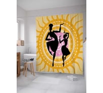 Штора (занавеска) для ванной JoyArty "Африканские танцы" из сатена, 180х200 см с крючками, sc_36144