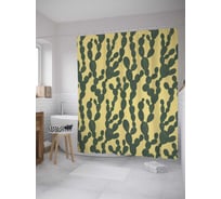 Штора (занавеска) для ванной JoyArty "Кактусовая лиана" из сатена, 180х200 см с крючками, sc_36163