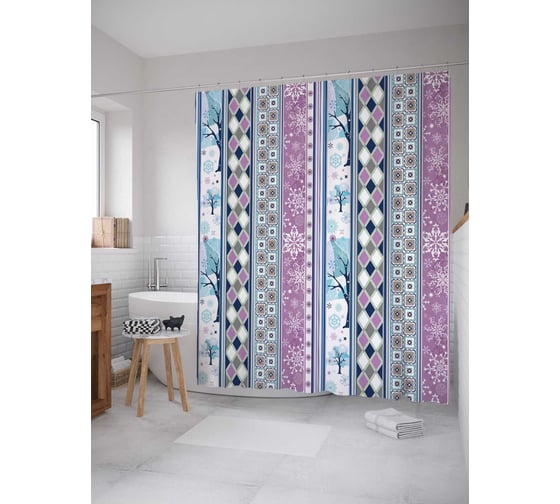 Штора (занавеска) для ванной JoyArty "Текстурное окно" из сатена, 180х200 см с крючками, sc_32193 1