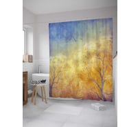 Штора (занавеска) для ванной JoyArty "Золото леса" из сатена, 180х200 см с крючками, sc_32930