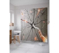 Штора (занавеска) для ванной JoyArty "Нейроны" из сатена, 180х200 см с крючками, sc_4495