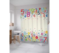 Штора (занавеска) для ванной JoyArty "Цветные цифры" из сатена, 180х200 см с крючками, sc_37796
