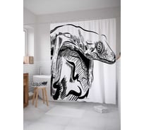 Штора (занавеска) для ванной JoyArty "Ящерка" из сатена, 180х200 см с крючками, sc_34000