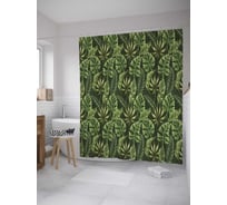 Штора (занавеска) для ванной JoyArty "Плотность тропических листьев" из сатена, 180х200 см с крючками, sc_36022
