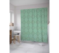 Штора (занавеска) для ванной JoyArty "Мятные ромбы" из сатена, 180х200 см с крючками, sc_33393