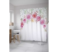 Штора (занавеска) для ванной JoyArty "Арка из роз" из сатена, 180х200 см с крючками, sc_35846