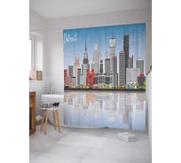 Штора (занавеска) для ванной JoyArty "Графический Детройт" из сатена, 180х200 см с крючками, sc_38095