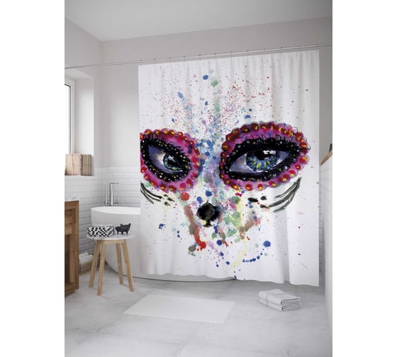 Штора (занавеска) для ванной JoyArty "Взгляд смерти" из сатена, 180х200 см с крючками, sc_35930 1