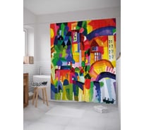 Штора (занавеска) для ванной JoyArty "Абстрактный город" из сатена, 180х200 см с крючками, sc_38451