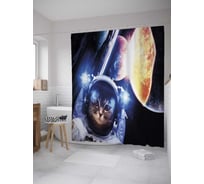 Штора (занавеска) для ванной JoyArty "Столкновение спутников" из сатена, 180х200 см с крючками, sc_33509