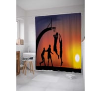 Штора (занавеска) для ванной JoyArty "Уличный матч" из сатена, 180х200 см с крючками, sc_37281