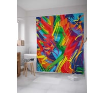 Штора (занавеска) для ванной JoyArty "Радужная абстракция" из сатена, 180х200 см с крючками, sc_38466