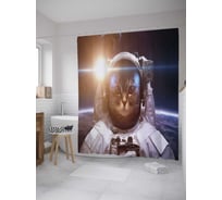 Штора (занавеска) для ванной JoyArty "Полет вокруг солнца" из сатена, 180х200 см с крючками, sc_33501