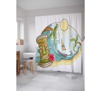 Штора (занавеска) для ванной JoyArty "Развлечения в Гавайях" из сатена, 180х200 см с крючками, sc_37718