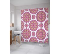 Штора (занавеска) для ванной JoyArty "Цветочные ажуры" из сатена, 180х200 см с крючками, sc_36882