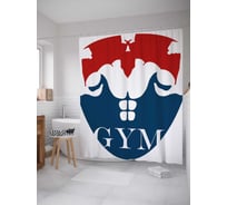 Штора (занавеска) для ванной JoyArty "Эмблема гимнастики" из сатена, 180х200 см с крючками, sc_36929