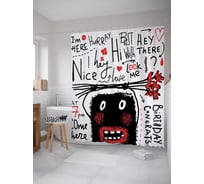 Штора (занавеска) для ванной JoyArty "На свидании" из сатена, 180х200 см с крючками, sc_37220