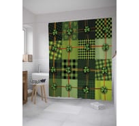 Штора (занавеска) для ванной JoyArty "Клевер на сшитых лоскутках" из сатена, 180х200 см с крючками, sc_35543