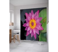 Штора (занавеска) для ванной JoyArty "Лотос на воде" из сатена, 180х200 см с крючками, sc_35480