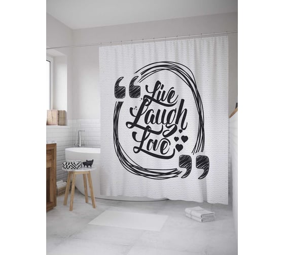 Штора (занавеска) для ванной JoyArty "Цитата в кавычках" из сатена, 180х200 см с крючками, sc_35840 1