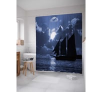 Штора (занавеска) для ванной JoyArty "Ночью под парусами" из сатена, 180х200 см с крючками, sc_38223