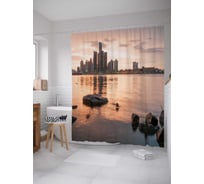 Штора (занавеска) для ванной JoyArty "Отражение Мичигана" из сатена, 180х200 см с крючками, sc_38114