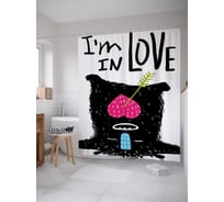 Штора (занавеска) для ванной JoyArty "Влюбленное чудовище" из сатена, 180х200 см с крючками, sc_37222