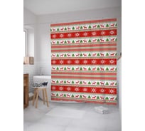 Штора (занавеска) для ванной JoyArty "Норвежские олени" из сатена, 180х200 см с крючками, sc_37103