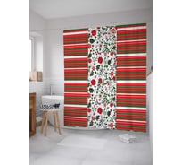 Штора (занавеска) для ванной JoyArty "Полосы и цветы" из сатена, 180х200 см с крючками, sc_37128