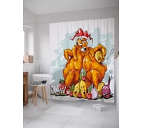 Штора (занавеска) для ванной JoyArty "Веселые тушки" из сатена, 180х200 см с крючками, sc_38566