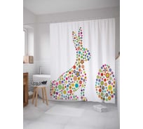 Штора (занавеска) для ванной JoyArty "Цветочная пасха" из сатена, 180х200 см с крючками, sc_3892