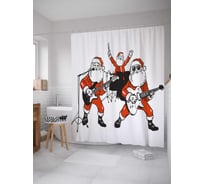 Штора (занавеска) для ванной JoyArty "Выступление Санты" из сатена, 180х200 см с крючками, sc_38584