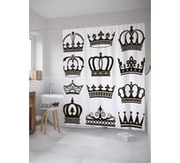 Штора (занавеска) для ванной JoyArty "Классические короны" из сатена, 180х200 см с крючками, sc_36012