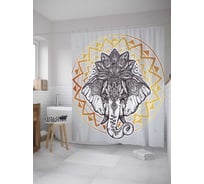 Штора (занавеска) для ванной JoyArty "Слон с лотосом" из сатена, 180х200 см с крючками, sc_35405