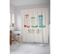 Штора (занавеска) для ванной JoyArty "Для дождливого дня" из сатена, 180х200 см с крючками, sc_3452