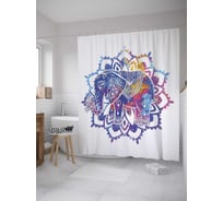Штора (занавеска) для ванной JoyArty "Радужный слон" из сатена, 180х200 см с крючками, sc_35406