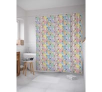 Штора (занавеска) для ванной JoyArty "Цветные ламы" из сатена, 180х200 см с крючками, sc_37247