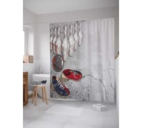 Штора (занавеска) для ванной JoyArty "Ботинки боулера" из сатена, 180х200 см с крючками, sc_38136