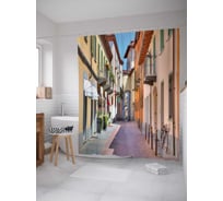 Штора (занавеска) для ванной JoyArty "Улочки Северной Италии" из сатена, 180х200 см с крючками, sc_38520